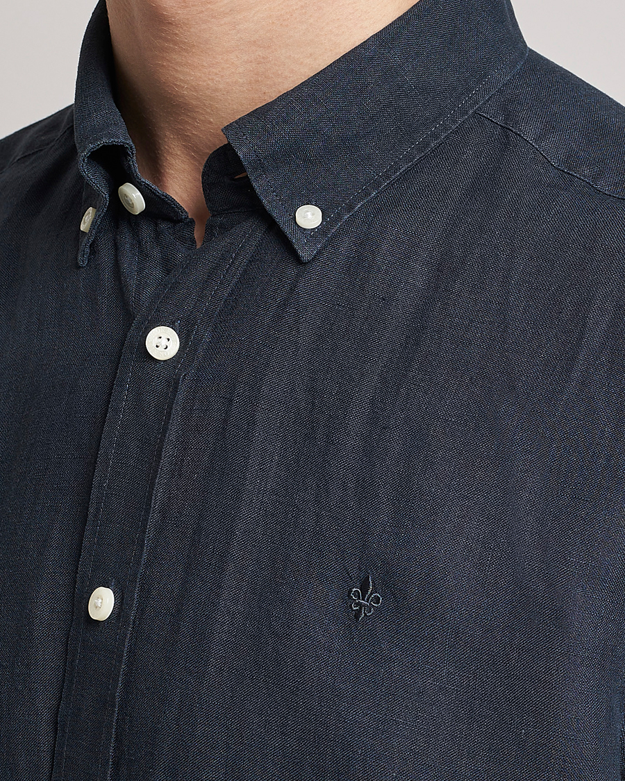 Hombres | Camisas | Morris | Douglas Button Down Linen Shirt Navy