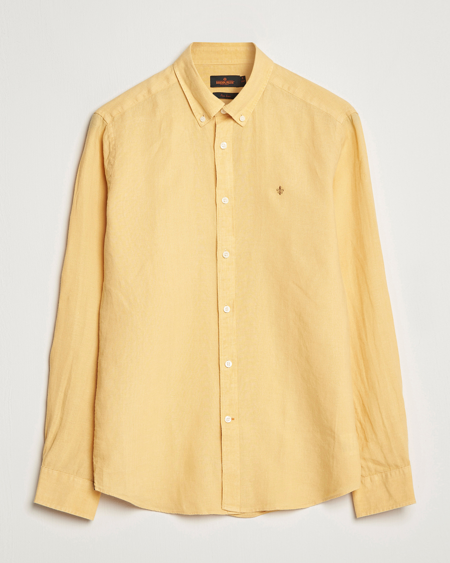 Hombres | Camisas | Morris | Douglas Linen Button Down Shirt Yellow