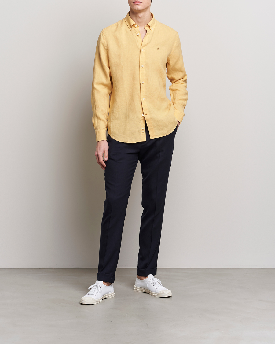 Hombres | Camisas | Morris | Douglas Linen Button Down Shirt Yellow