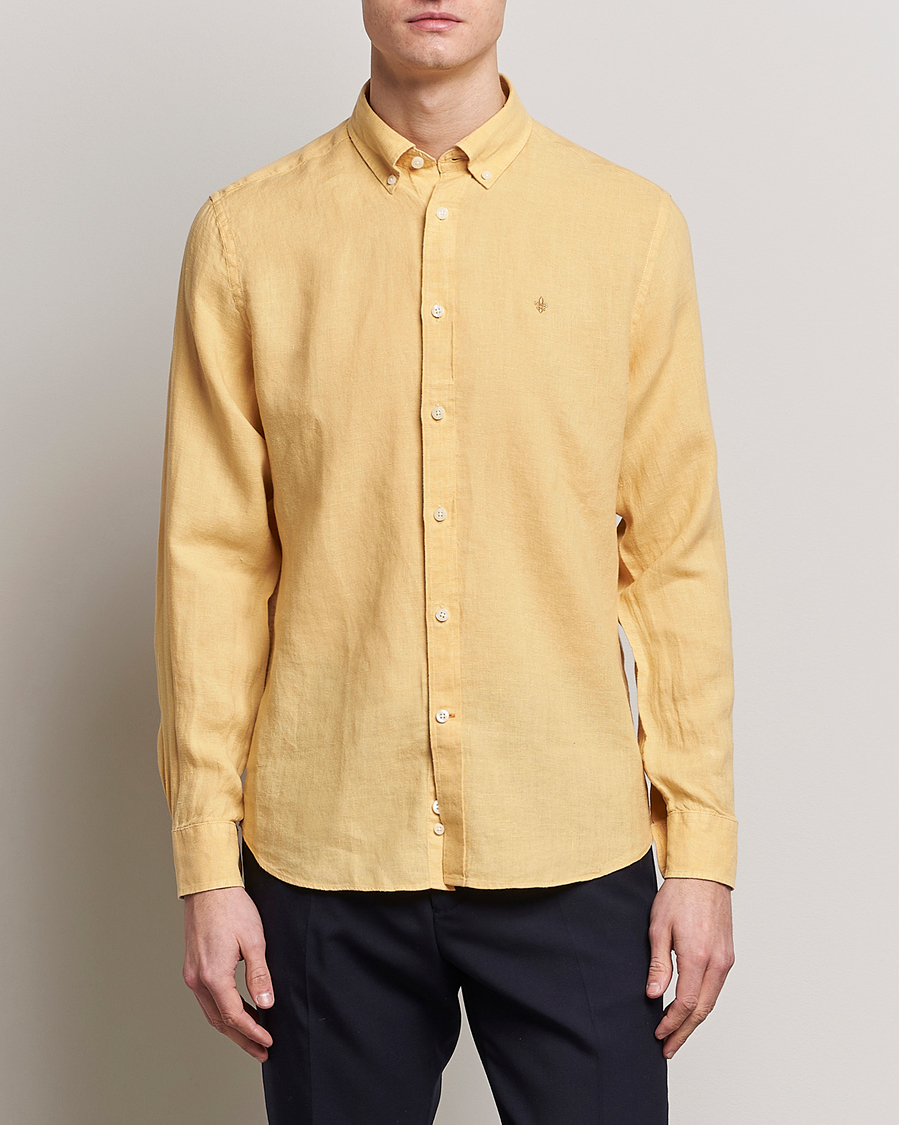 Hombres | Camisas | Morris | Douglas Linen Button Down Shirt Yellow