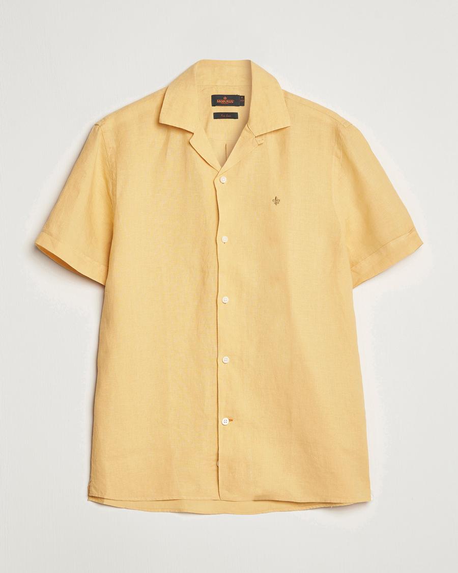 Hombres | Camisas | Morris | Douglas Linen Short Sleeve Shirt Yellow