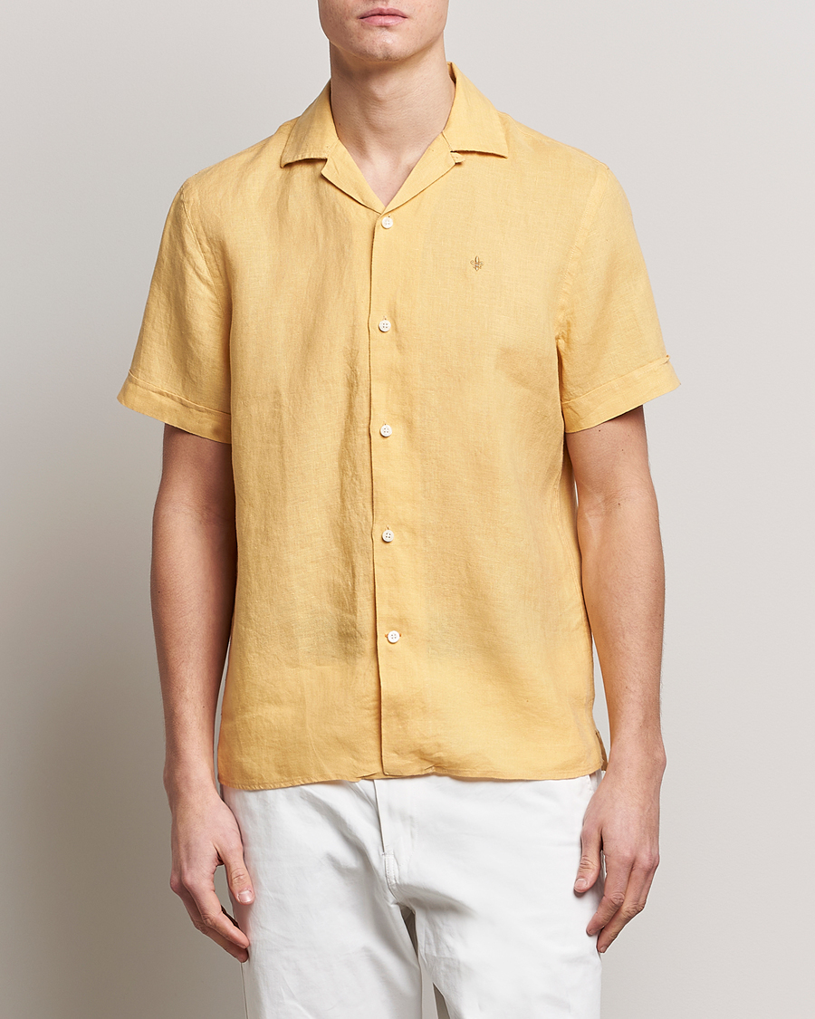 Hombres | Camisas | Morris | Douglas Linen Short Sleeve Shirt Yellow