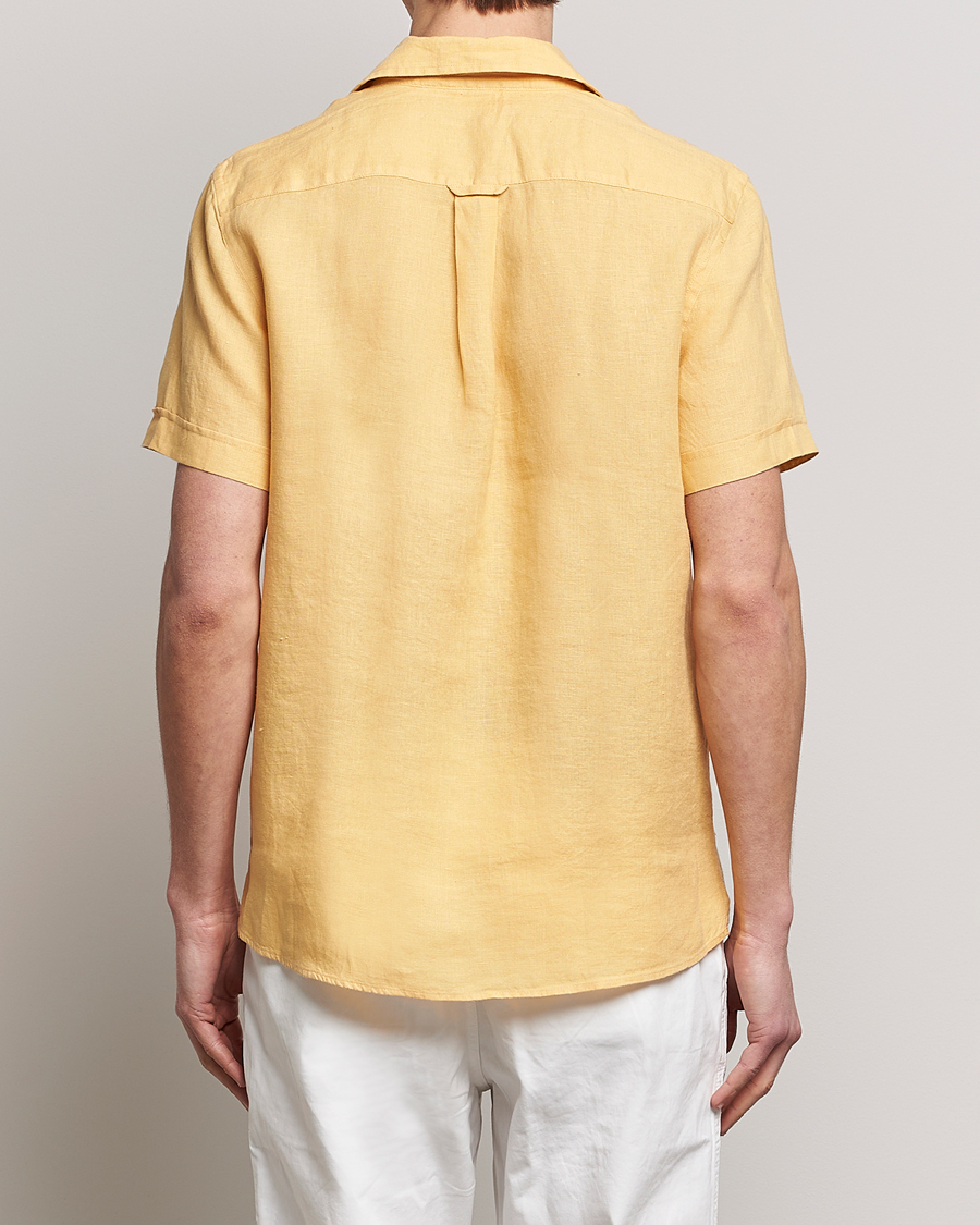 Hombres | Camisas | Morris | Douglas Linen Short Sleeve Shirt Yellow