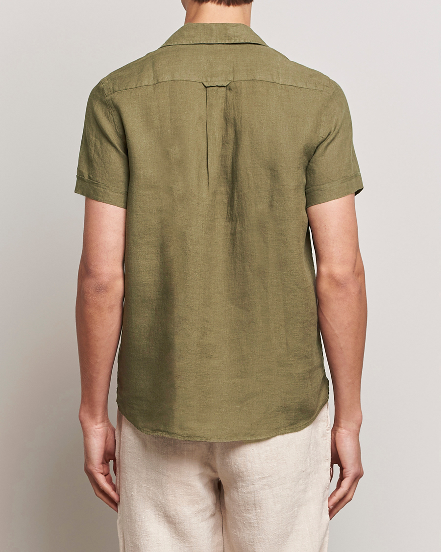 Hombres | Camisas | Morris | Douglas Linen Short Sleeve Shirt Dark Green