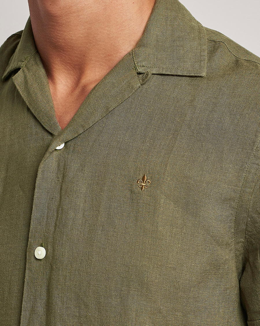 Hombres | Camisas | Morris | Douglas Linen Short Sleeve Shirt Dark Green