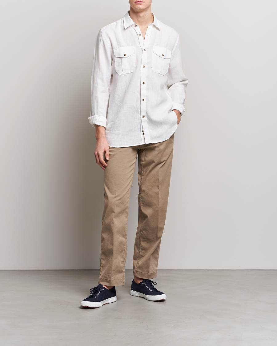 Hombres | Camisas | Morris | Safari Linen Shirt White