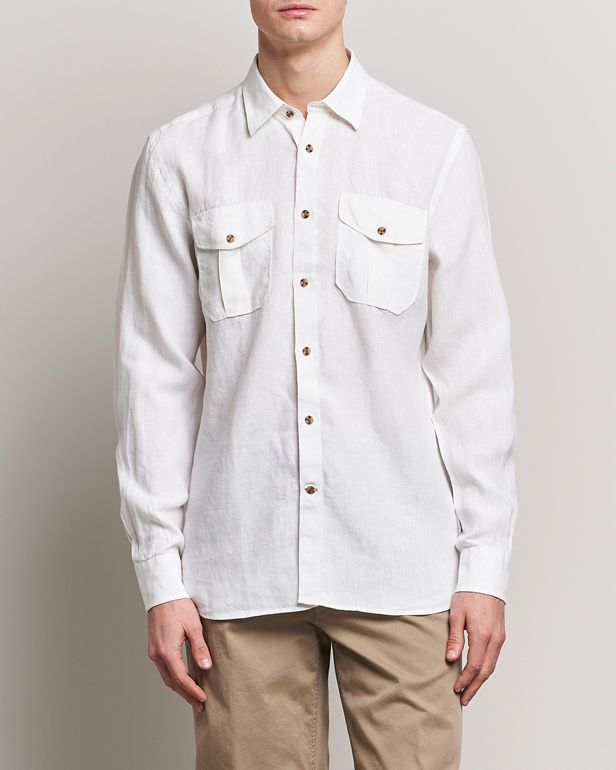 Hombres | Camisas | Morris | Safari Linen Shirt White
