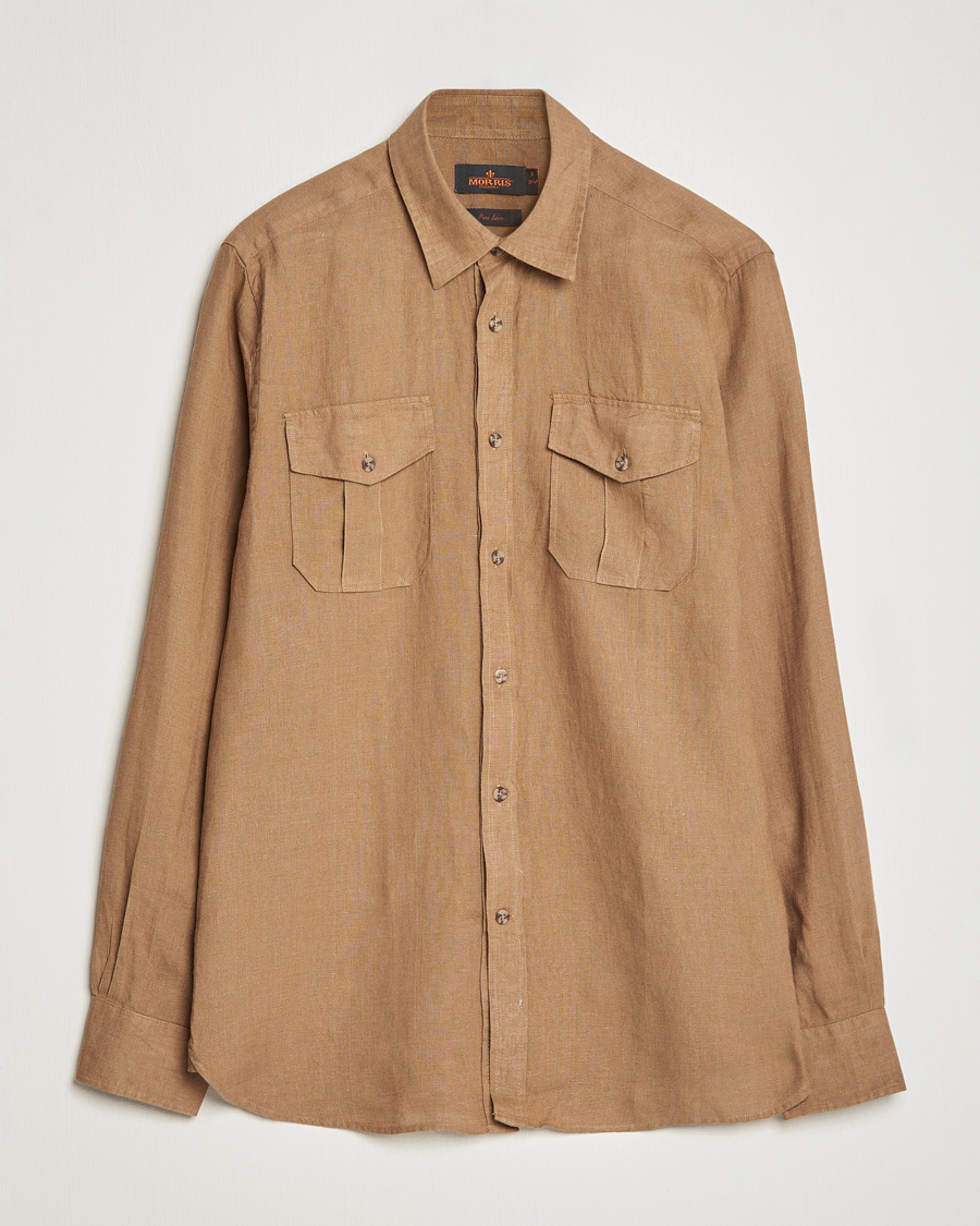 Hombres | Camisas | Morris | Safari Linen Shirt Khaki Brown