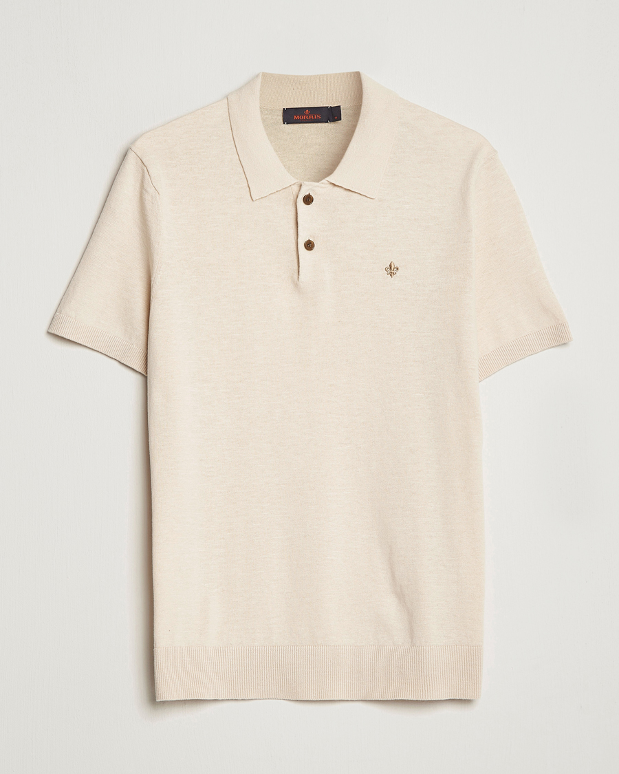 Hombres | Polos | Morris | Harold Cotton/Linen Summer Polo Off White