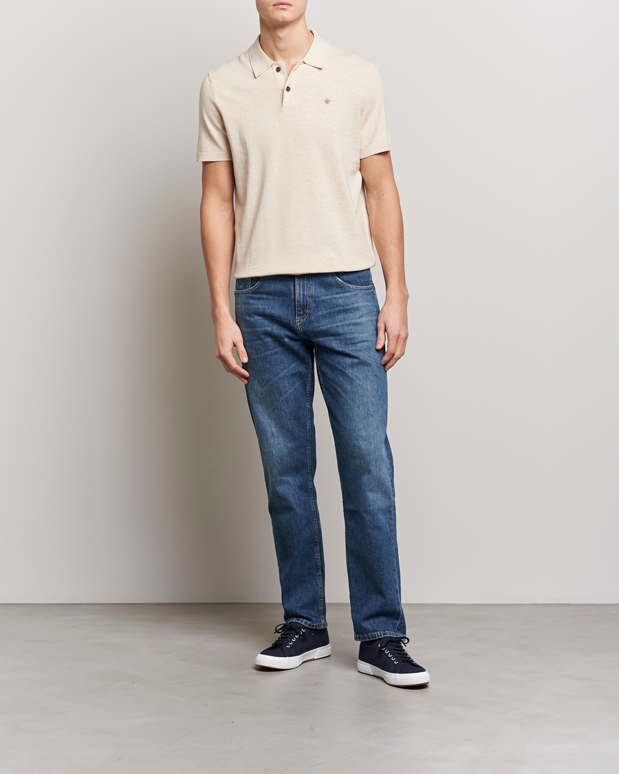 Hombres | Polos | Morris | Harold Cotton/Linen Summer Polo Off White