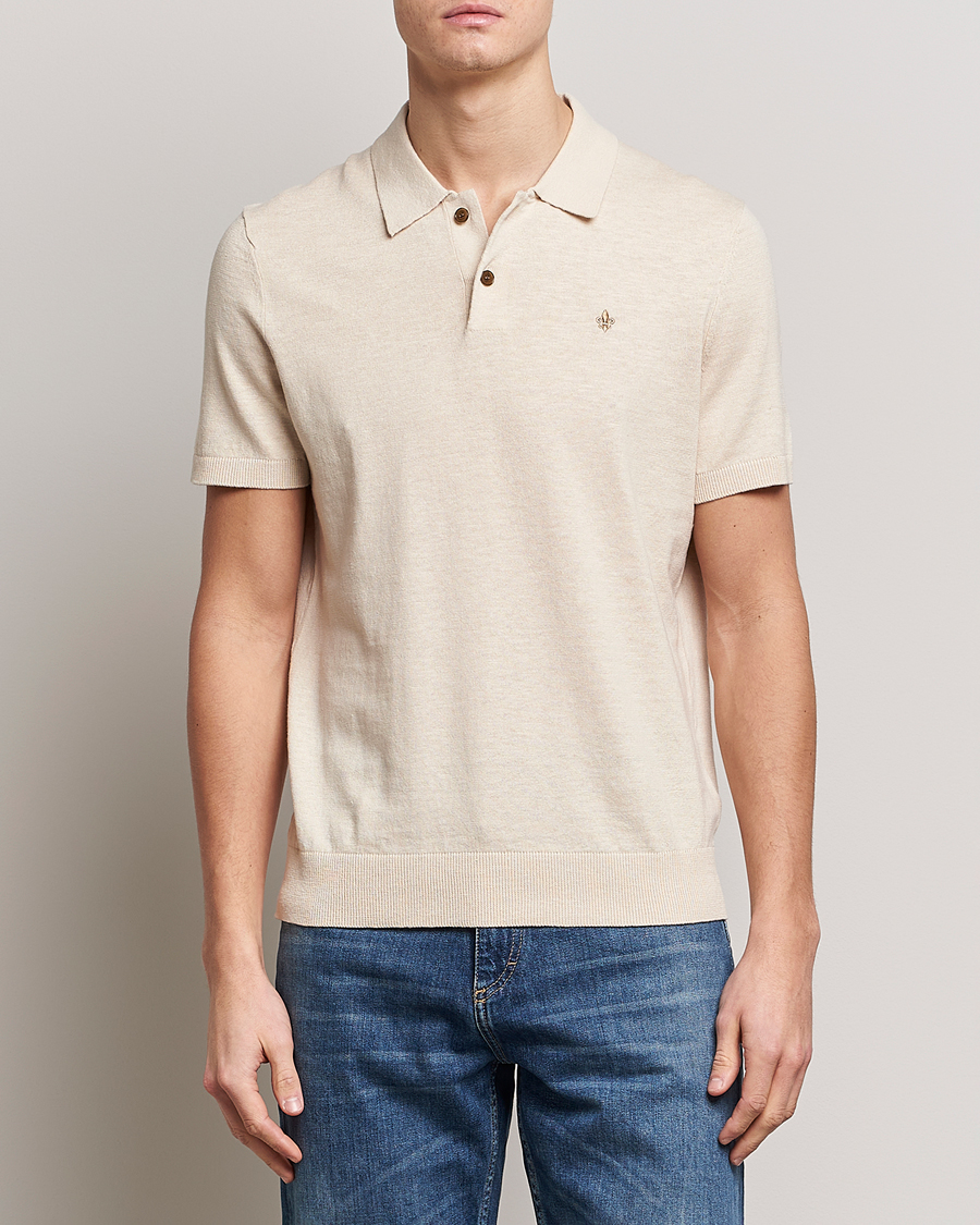 Hombres | Polos | Morris | Harold Cotton/Linen Summer Polo Off White