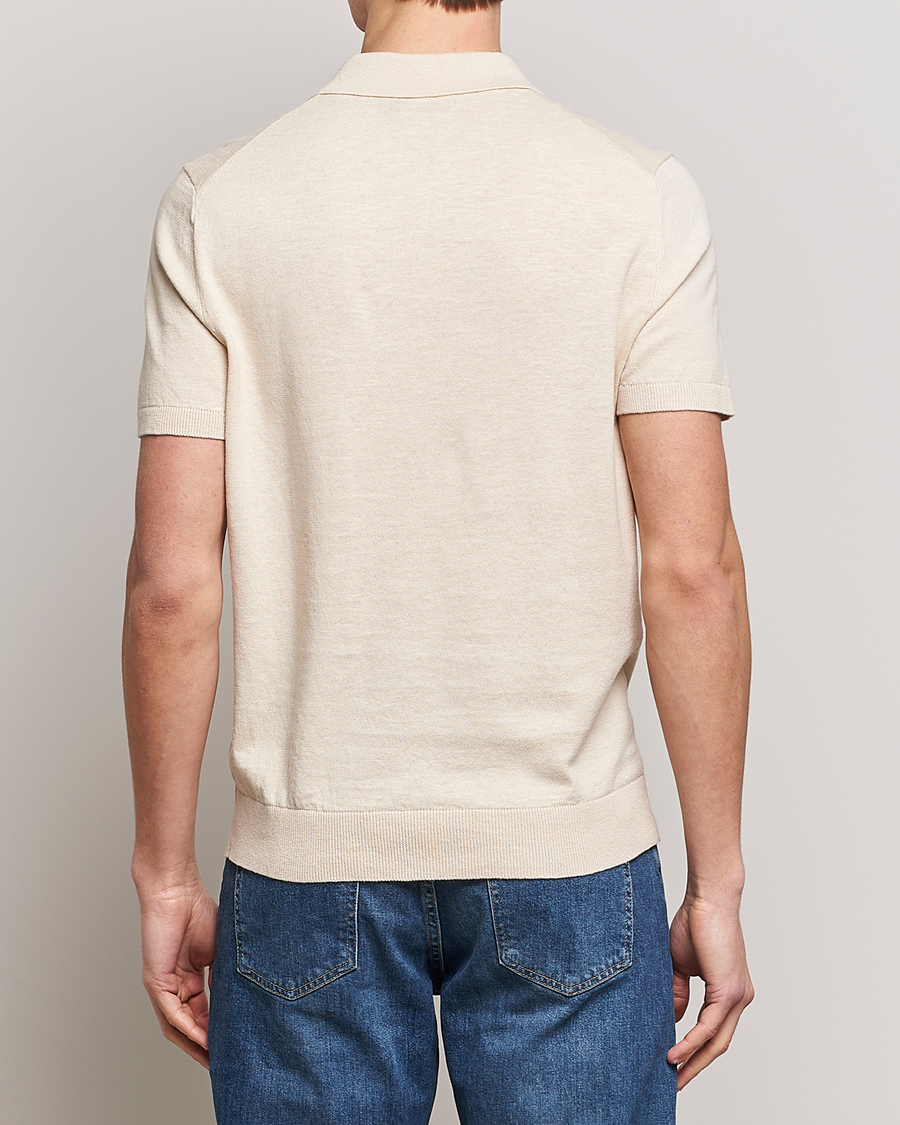 Hombres | Polos | Morris | Harold Cotton/Linen Summer Polo Off White