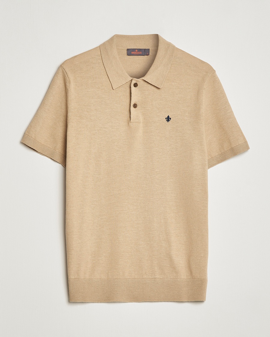 Hombres | Polos | Morris | Harold Cotton/Linen Summer Polo Camel