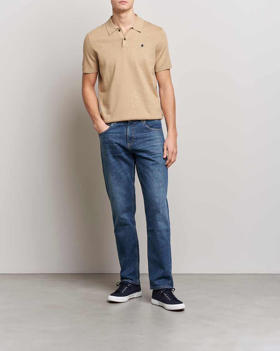Hombres | Polos | Morris | Harold Cotton/Linen Summer Polo Camel