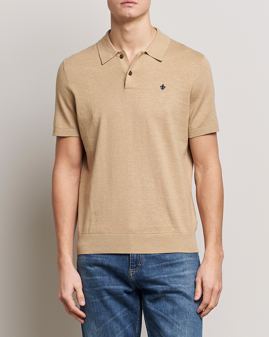 Hombres | Polos | Morris | Harold Cotton/Linen Summer Polo Camel