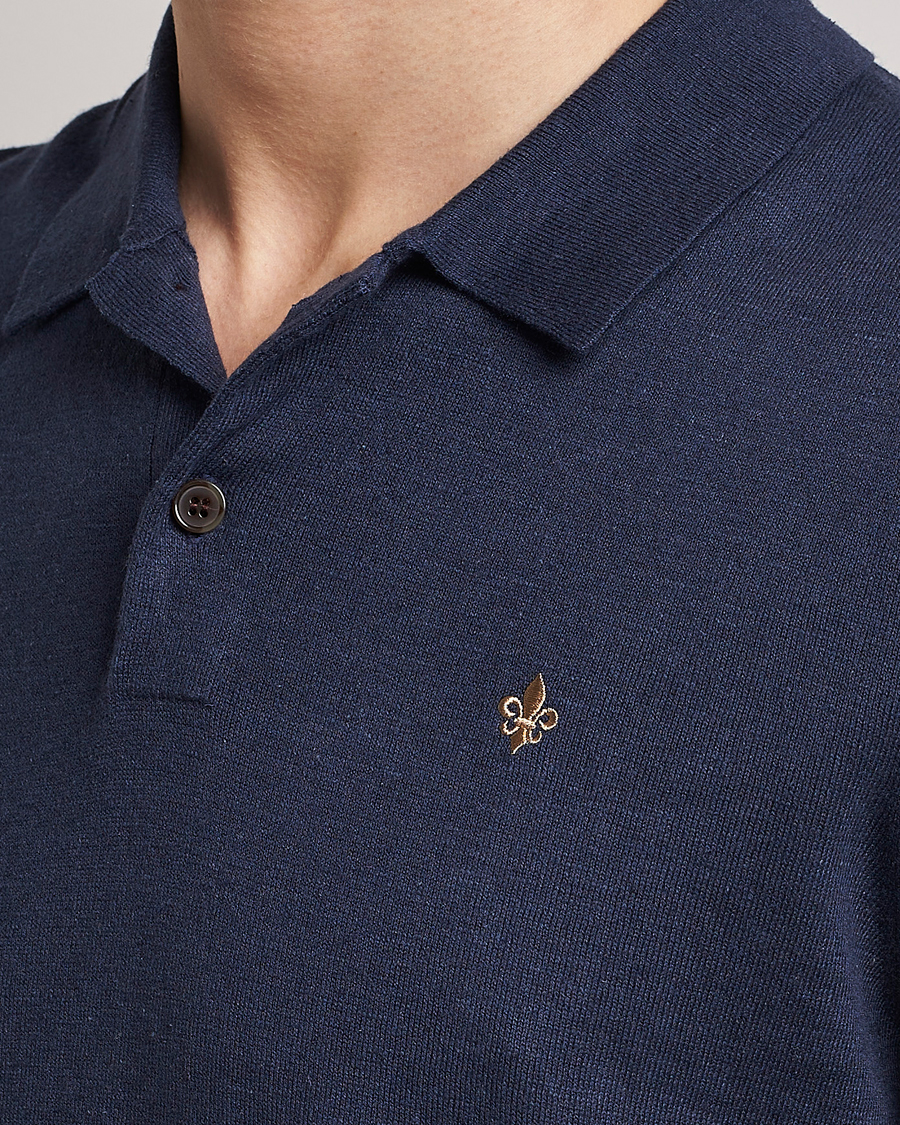 Hombres | Polos | Morris | Harold Cotton/Linen Summer Polo Navy
