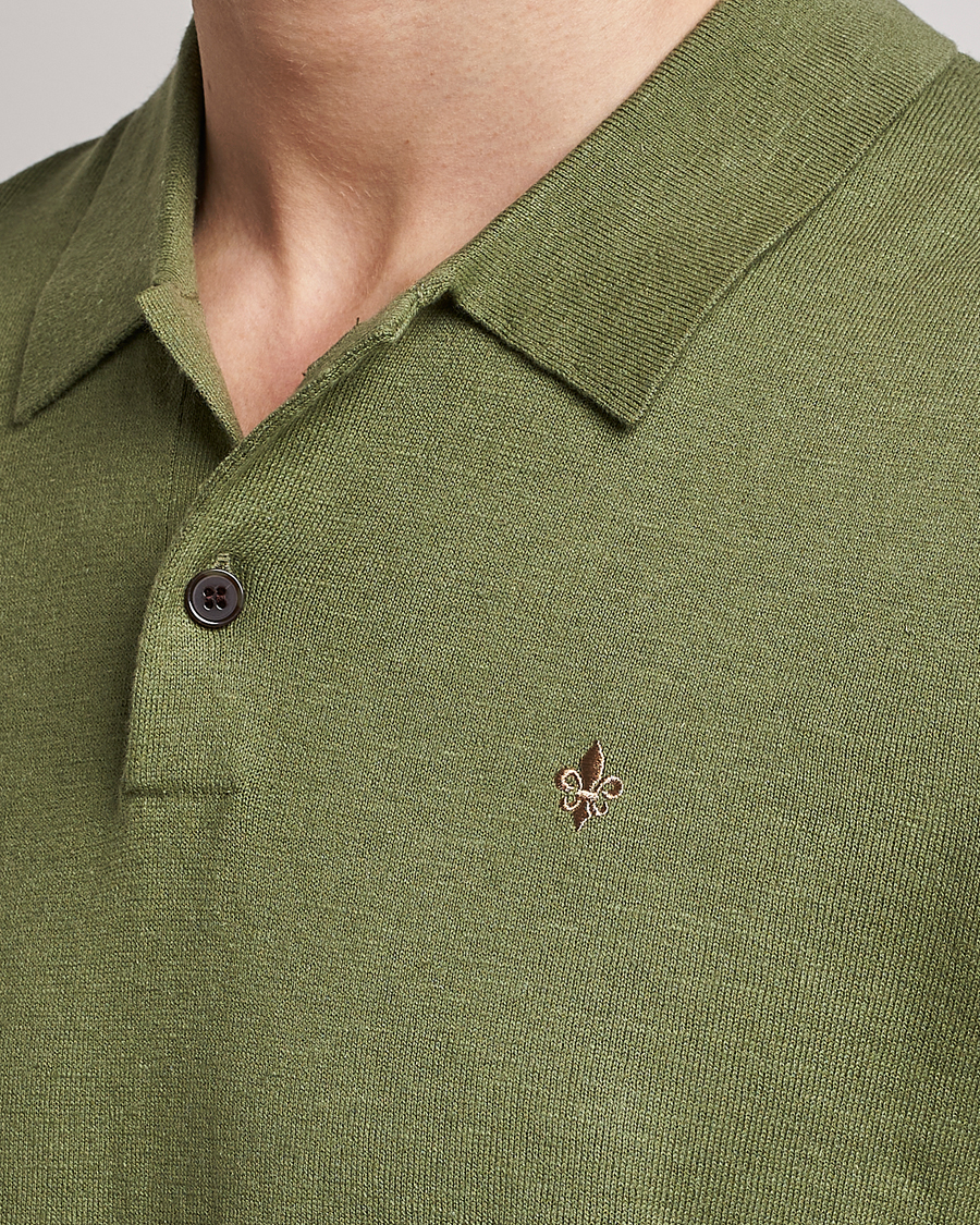 Hombres | Polos | Morris | Harold Cotton/Linen Summer Polo Sage Green