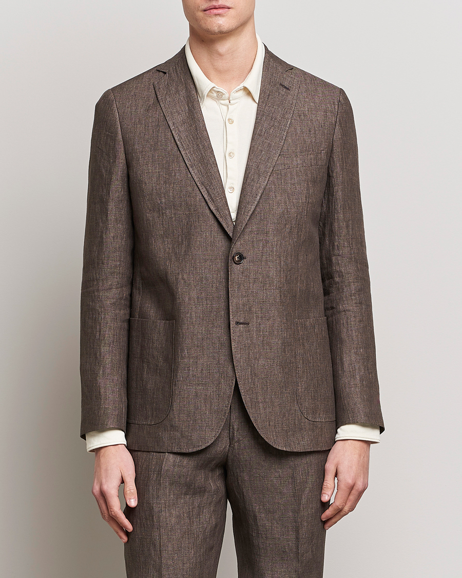 Hombres | Blazers | Morris | Archie Linen Suit Blazer Brown