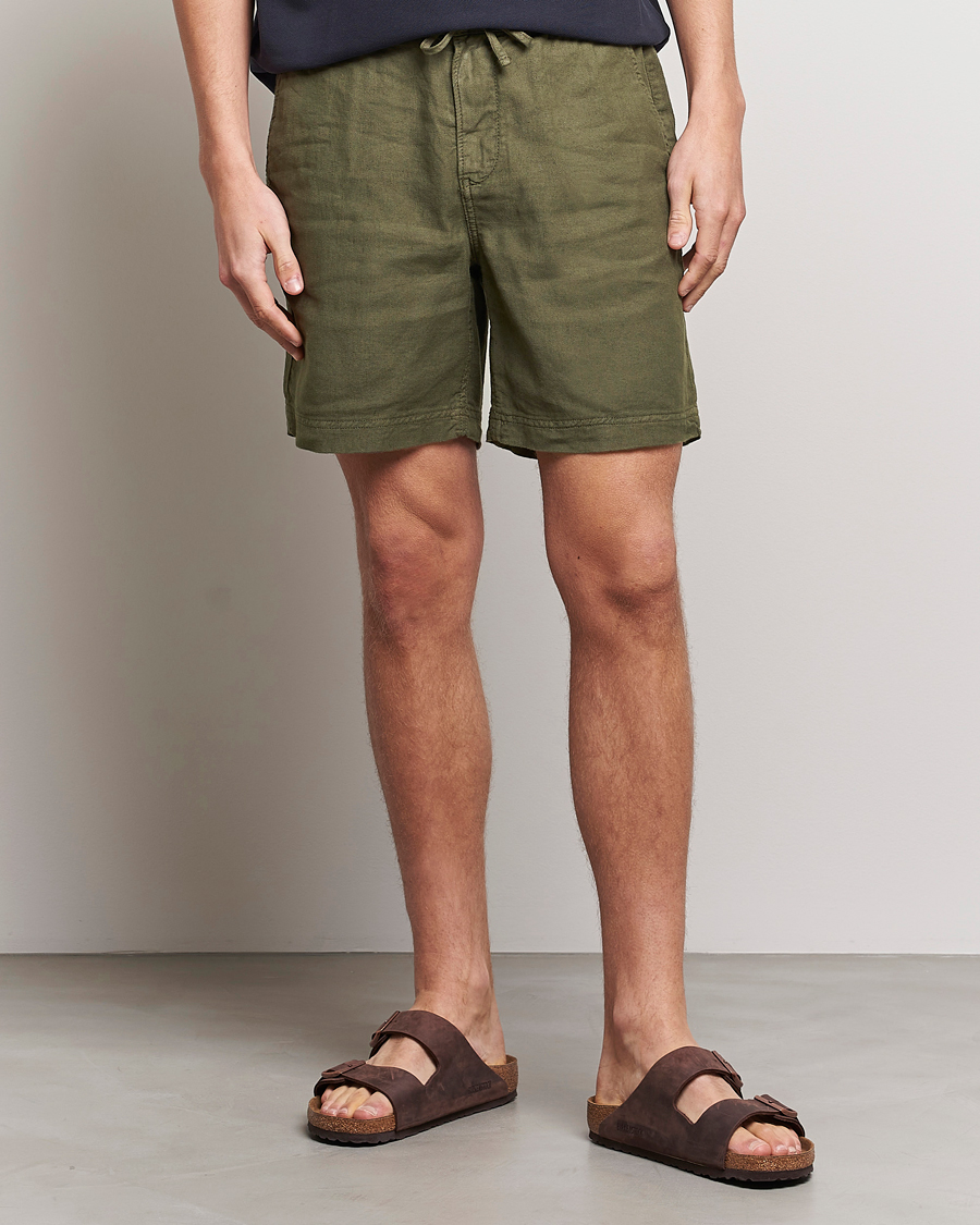Hombres | Pantalones cortos | Morris | Fenix Linen Drawstring Shorts Olive