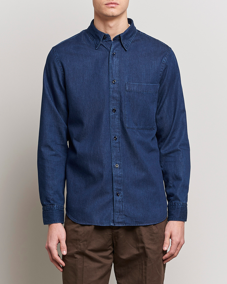 Hombres | Camisas | NN07 | Cohen Tencel Denim Shirt Dark Indigo