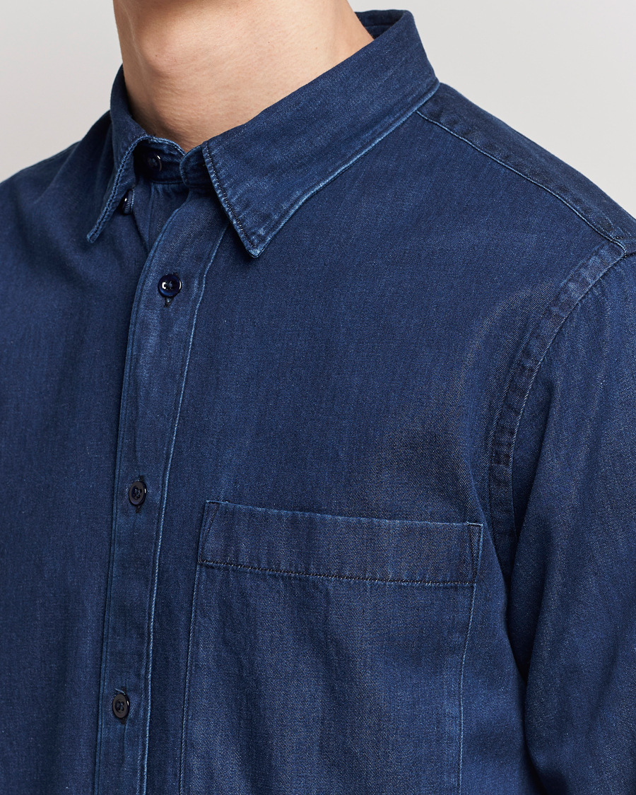 Hombres | Camisas | NN07 | Cohen Tencel Denim Shirt Dark Indigo