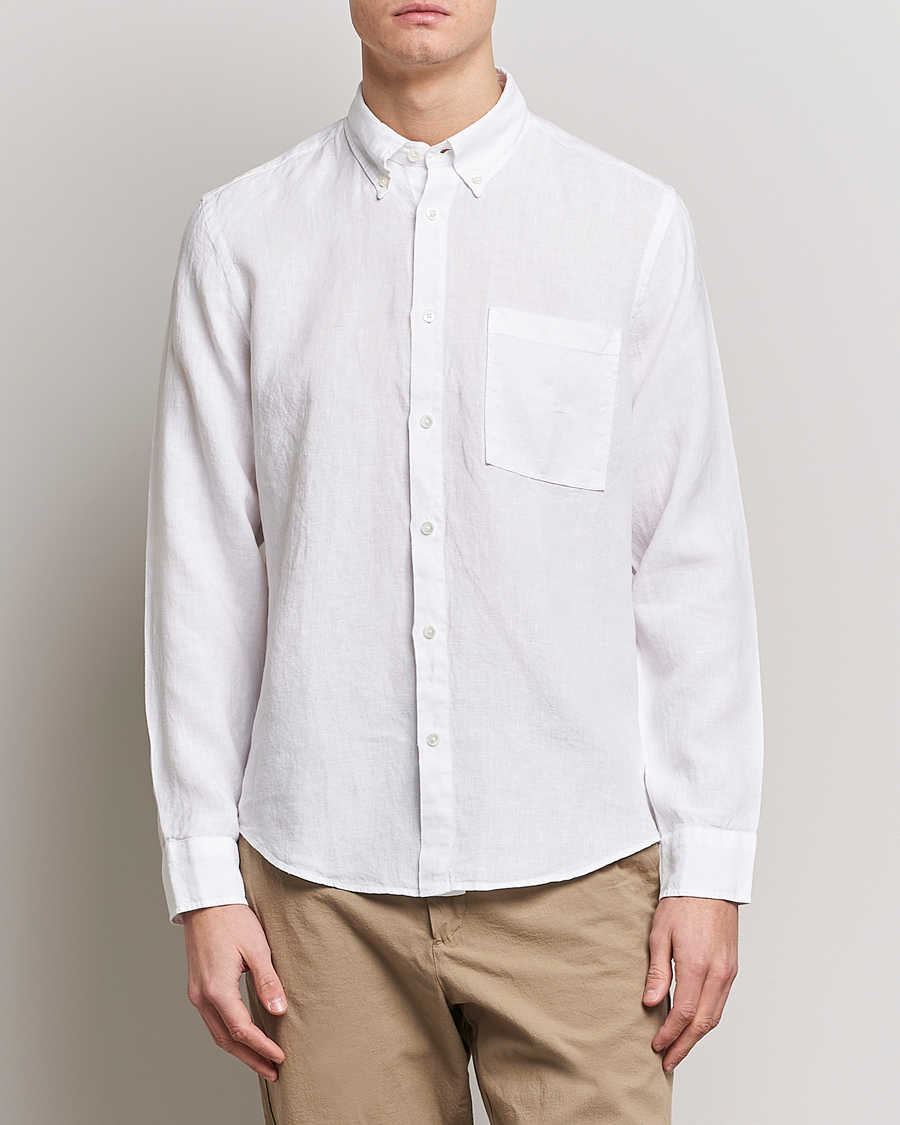 Hombres | Camisas de lino | NN07 | Arne Linen Shirt White