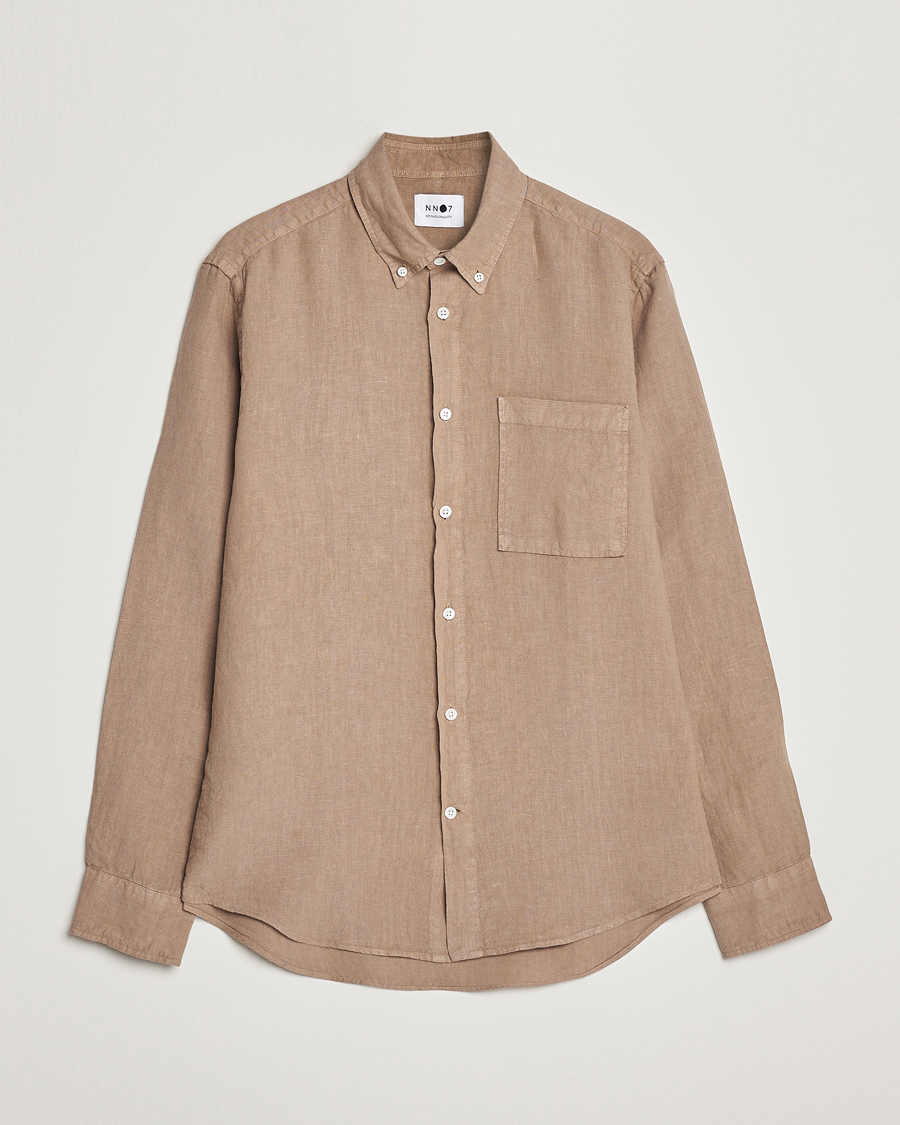 Hombres | Camisas | NN07 | Arne Linen Shirt Greige