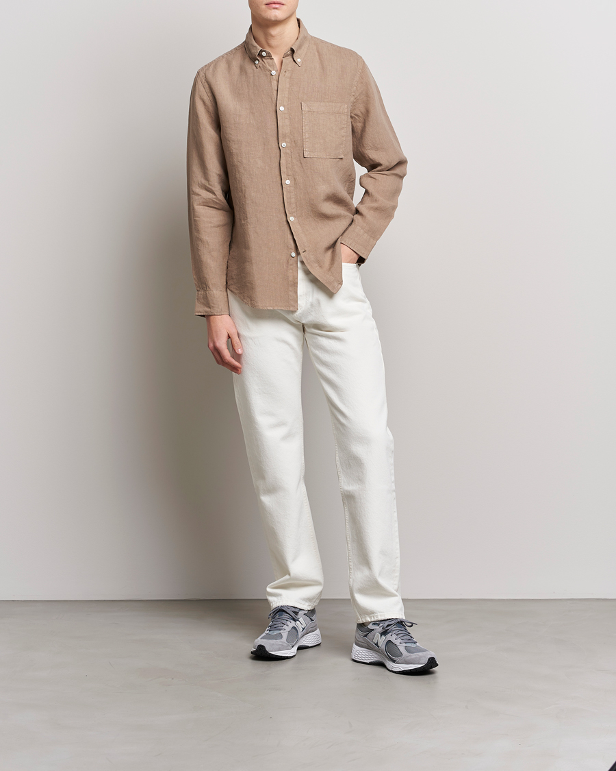 Hombres | Camisas | NN07 | Arne Linen Shirt Greige
