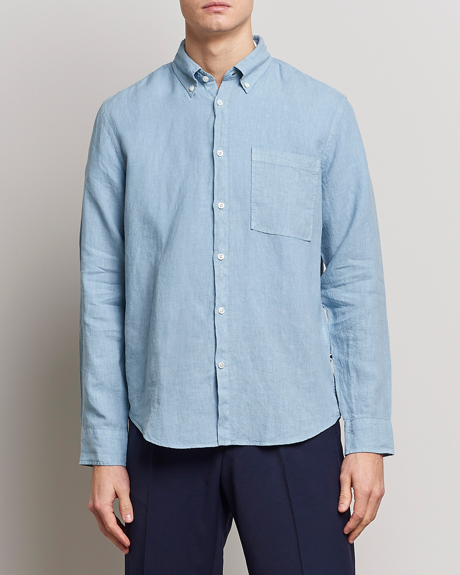 Hombres | Camisas de lino | NN07 | Arne Linen Shirt Ashley Blue