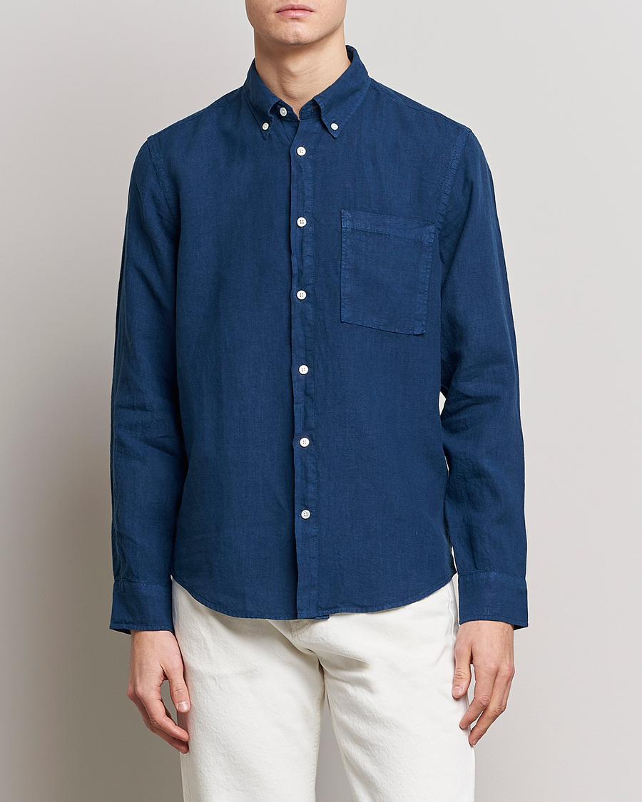 Hombres | Camisas | NN07 | Arne Linen Shirt Sargasso Sea