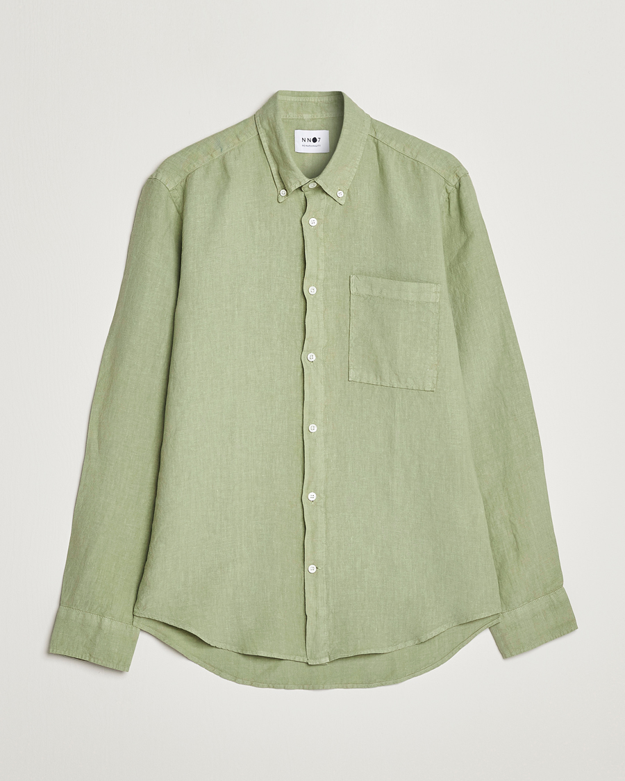 Hombres | Camisas | NN07 | Arne Linen Shirt Pale Green