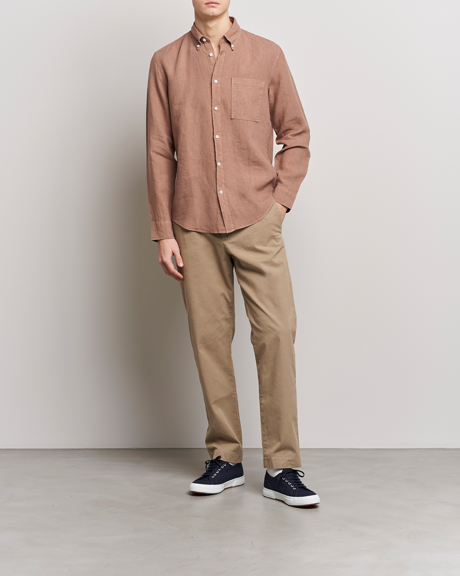 Hombres | Camisas | NN07 | Arne Linen Shirt Nougat