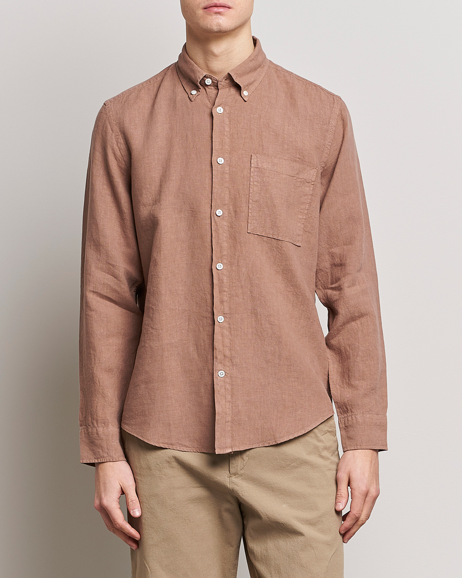 Hombres | Camisas | NN07 | Arne Linen Shirt Nougat