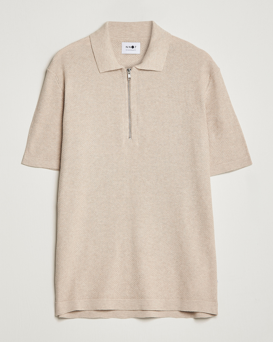 Hombres | Polos | NN07 | Hansie Structured Zip Polo Cream
