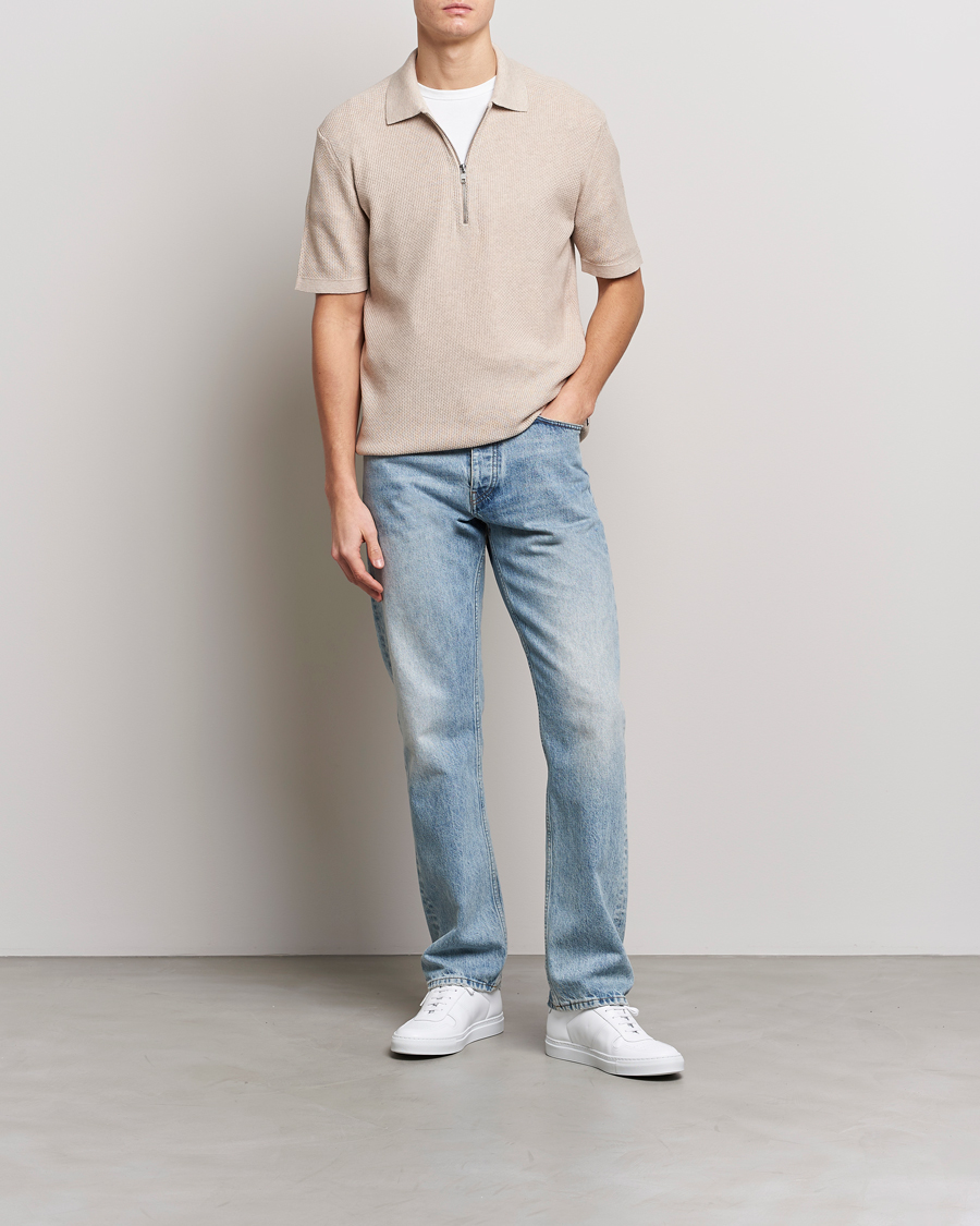 Hombres | Polos | NN07 | Hansie Structured Zip Polo Cream