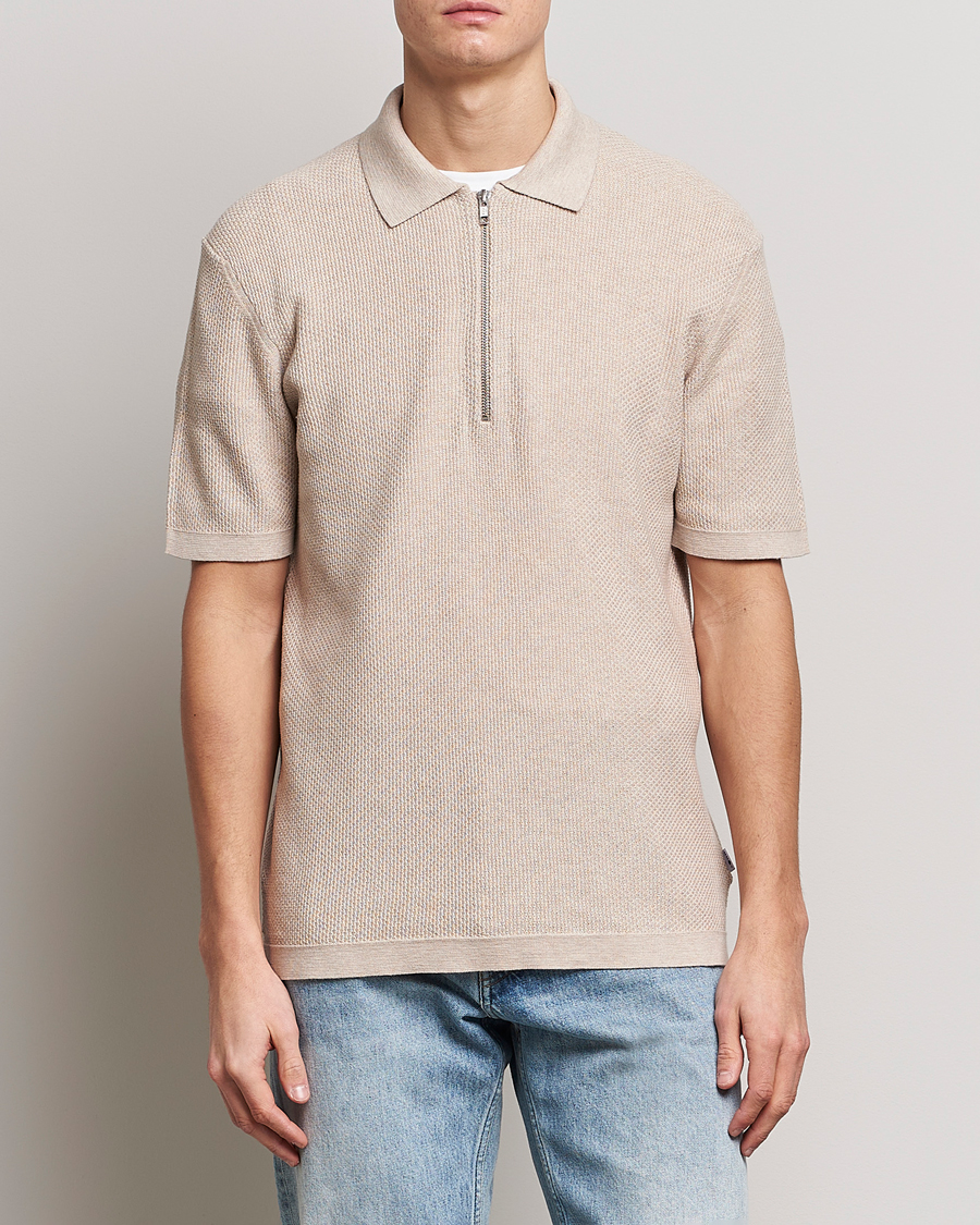 Hombres | Polos | NN07 | Hansie Structured Zip Polo Cream