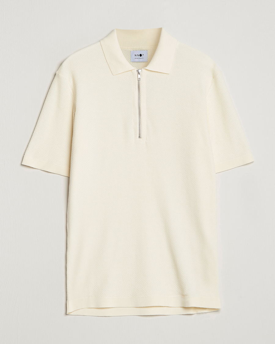 Hombres | Polos | NN07 | Hansie Structured Zip Polo Ecru