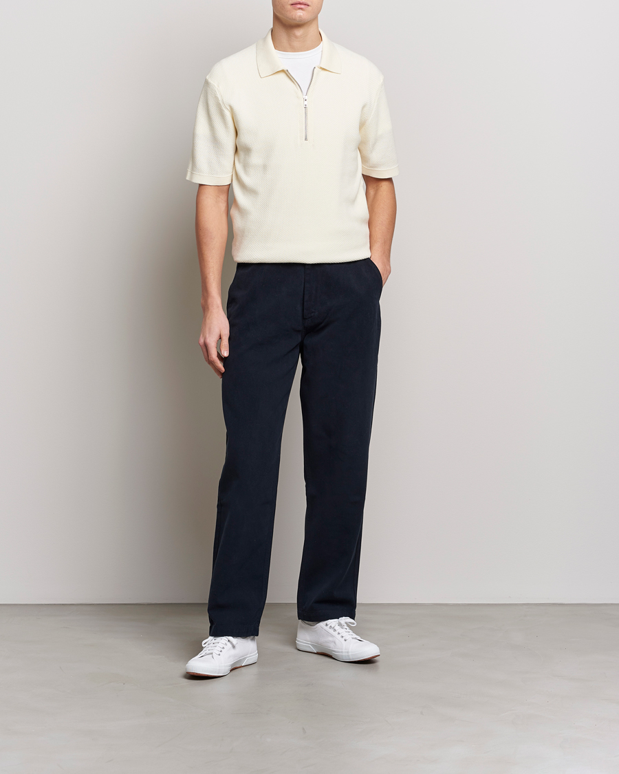 Hombres | Polos | NN07 | Hansie Structured Zip Polo Ecru
