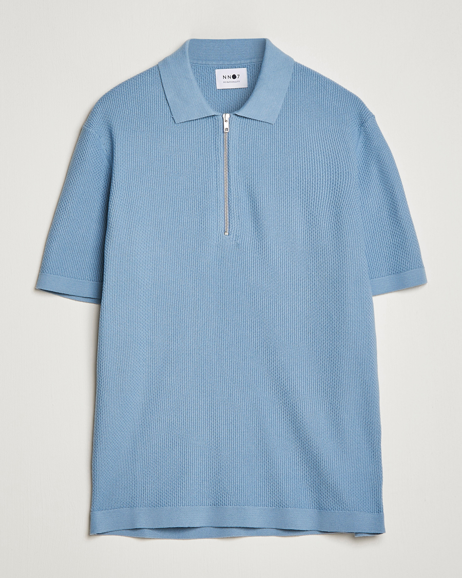 Hombres | Polos | NN07 | Hansie Structured Zip Polo Ashley Blue