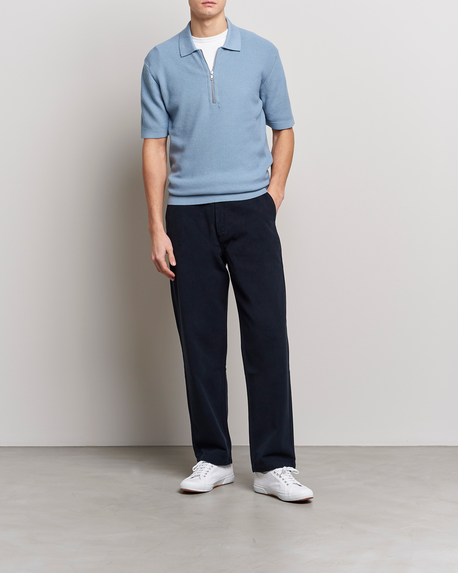 Hombres | Polos | NN07 | Hansie Structured Zip Polo Ashley Blue