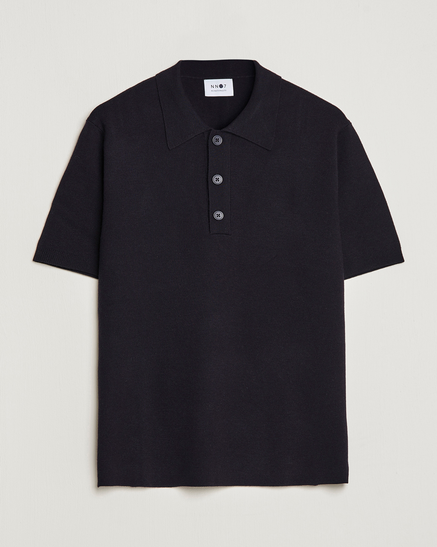 Hombres | Polos | NN07 | Harald Knitted Polo Navy Blue