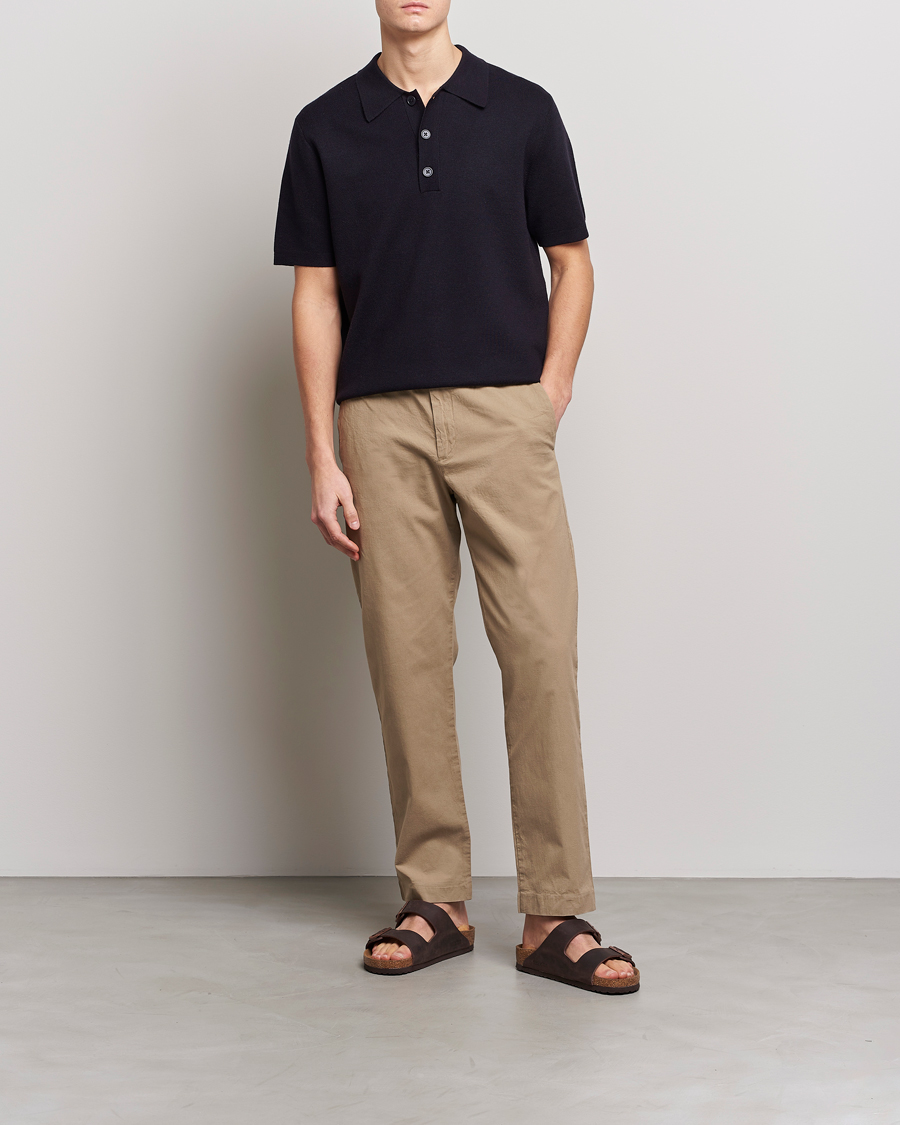 Hombres | Polos | NN07 | Harald Knitted Polo Navy Blue