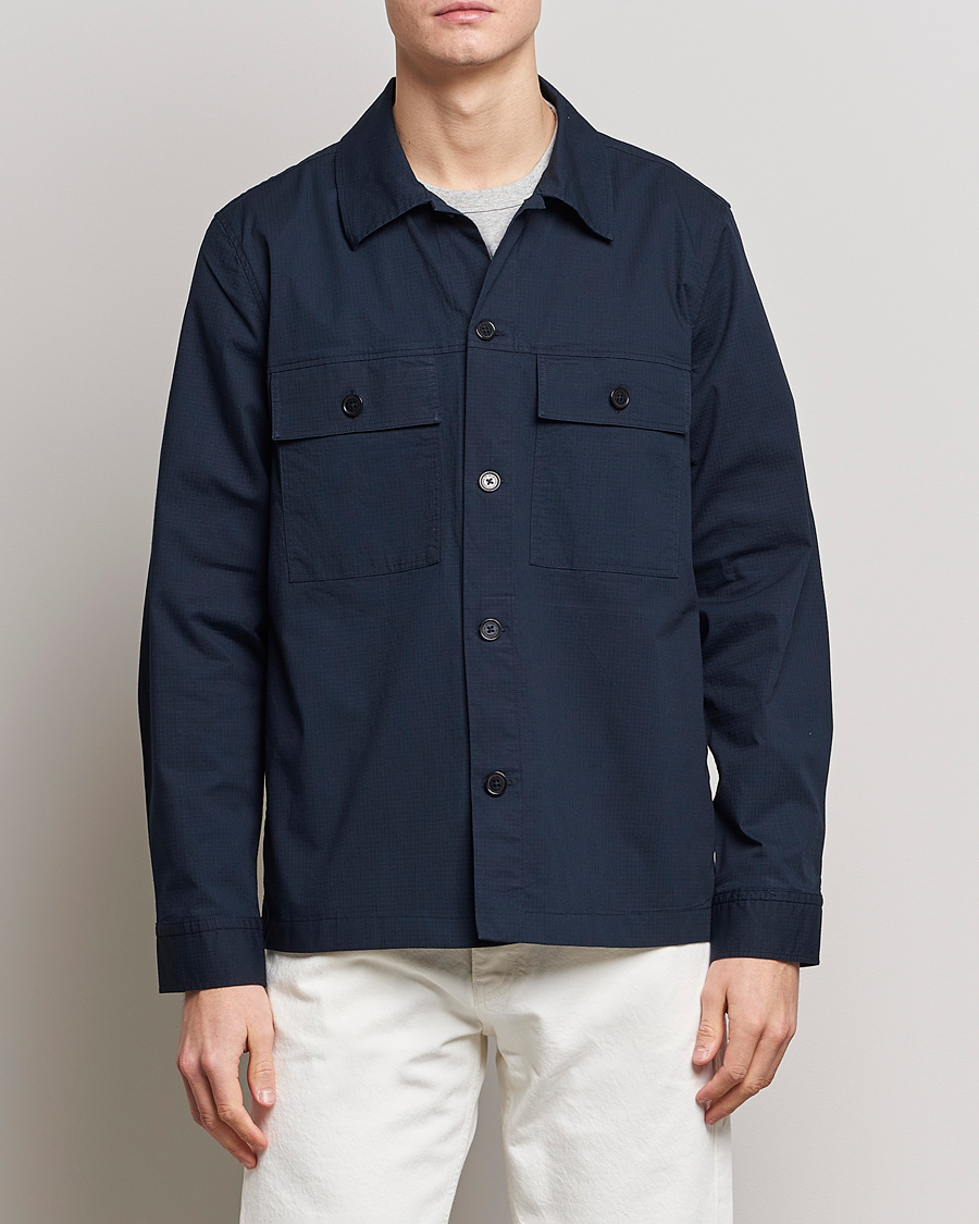 Hombres | Camisas | NN07 | Wilas Ripstop Overshirt Navy Blue