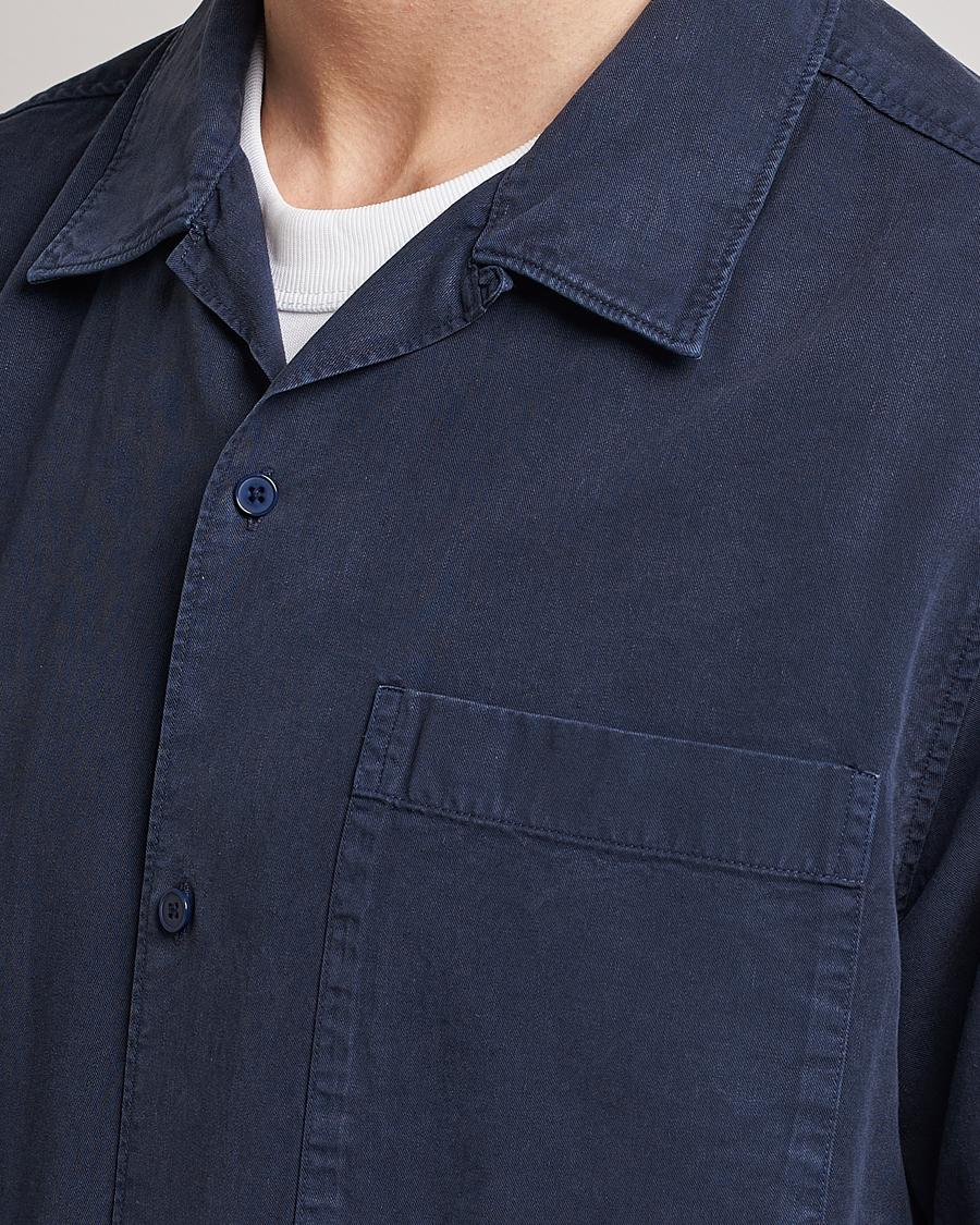 Hombres | Camisas | NN07 | Julio Tencel Resort Collar Shirt Sargasso Sea