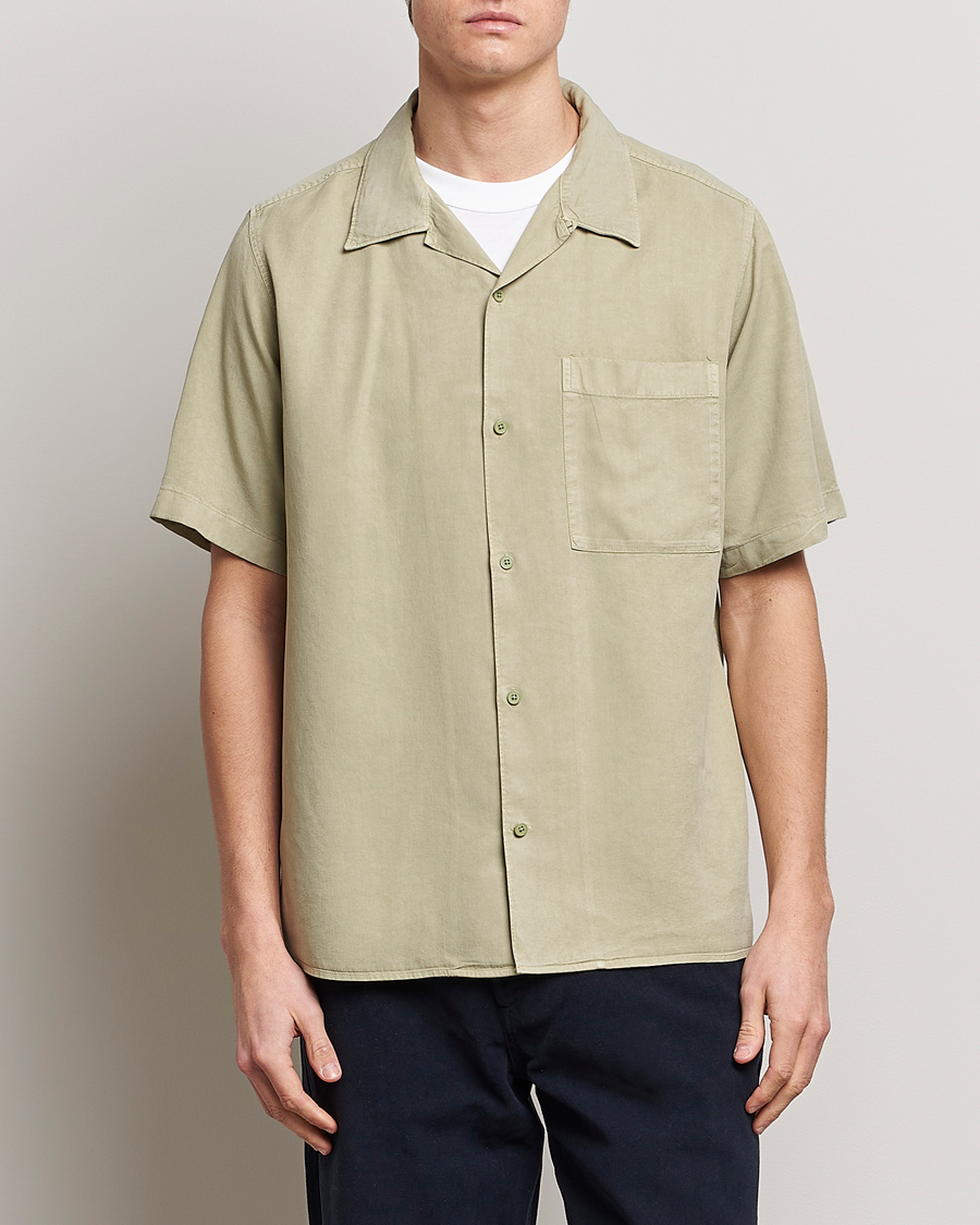 Hombres | Camisas | NN07 | Julio Tencel Resort Collar Shirt Pale Green