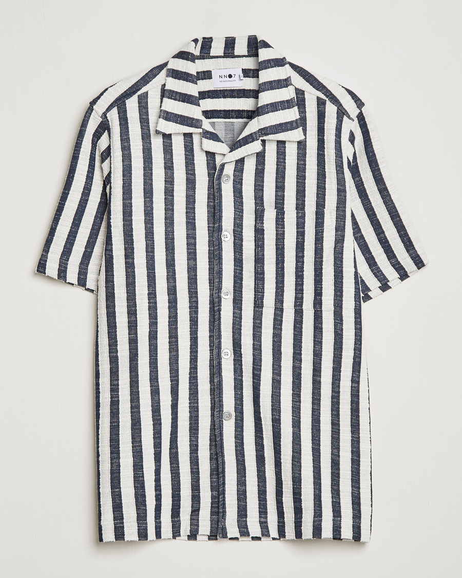 Hombres | Camisas | NN07 | Julio Striped Short Sleeve Shirt Navy/White