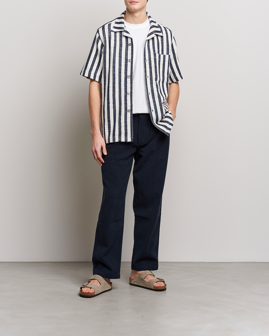 Hombres | Camisas | NN07 | Julio Striped Short Sleeve Shirt Navy/White