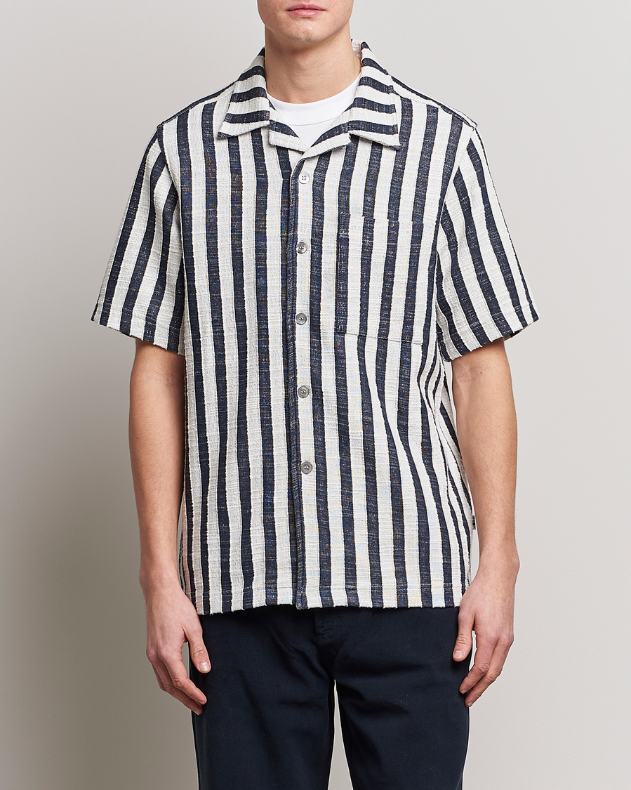 Hombres | Camisas | NN07 | Julio Striped Short Sleeve Shirt Navy/White