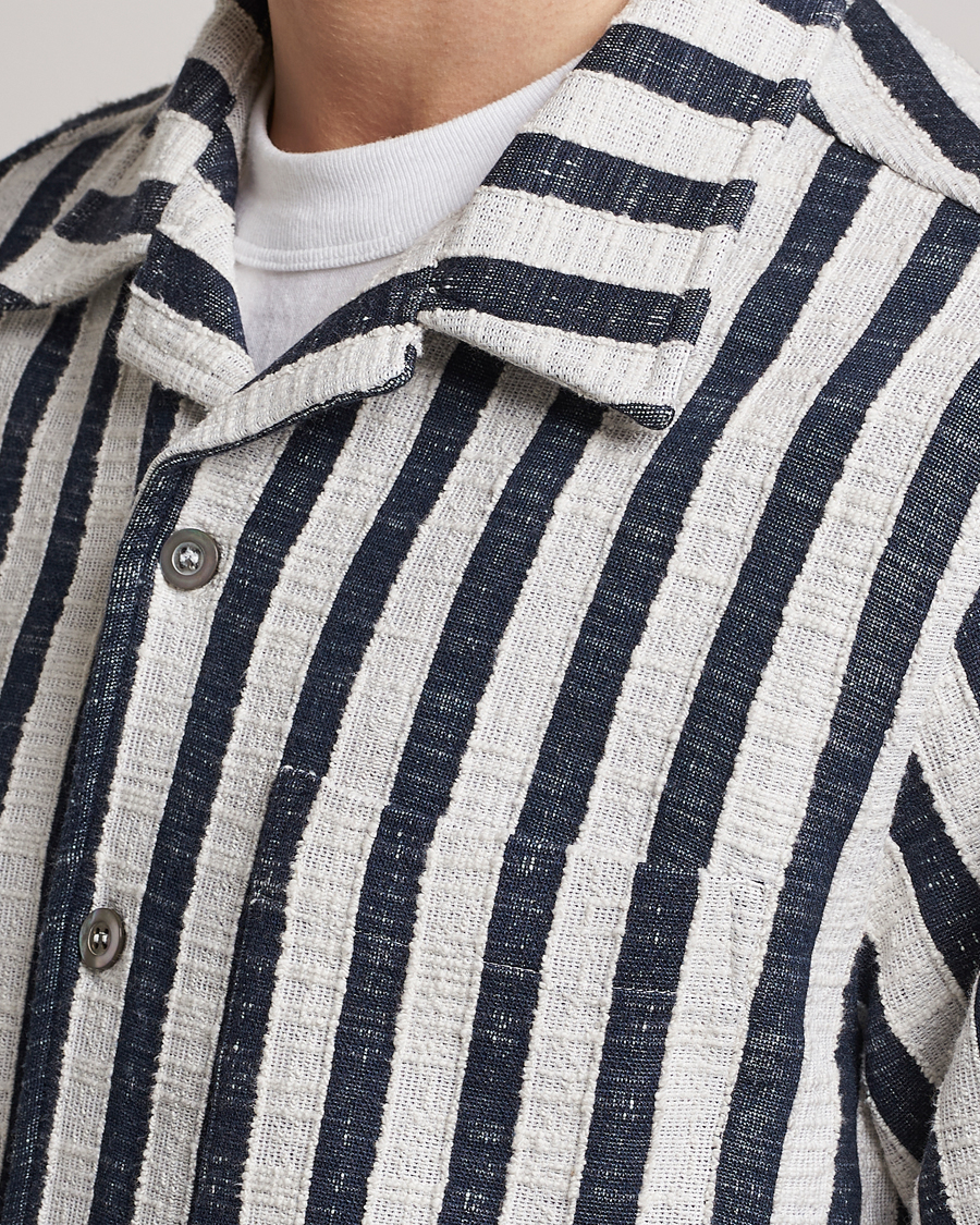 Hombres | Camisas | NN07 | Julio Striped Short Sleeve Shirt Navy/White