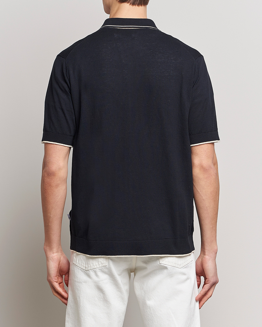 Hombres | Camisas | NN07 | Nolan Knitted Short Sleeve Shirt Navy Blue